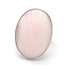 Load image into Gallery viewer, Mangano Calcite Ring | Oval Cabochon | 925 Sterling Silver Setting | US Size 7.5 | AUS Size O 1/2 | Soft Pink with Vanilla Veins | Perfect Heart Healing, especially grief and Trauma | Aids recovery from stress | Genuine Gemstones from Crystal Heart Melbourne Australia since 1986