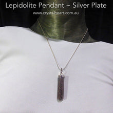 Load image into Gallery viewer, Lepidolite Pendant | Single Point | Silver Plated Base Metal | Peaceful Warrior | Libra | Genuine Gems from Crystal Heart Melbourne Australia since 1986