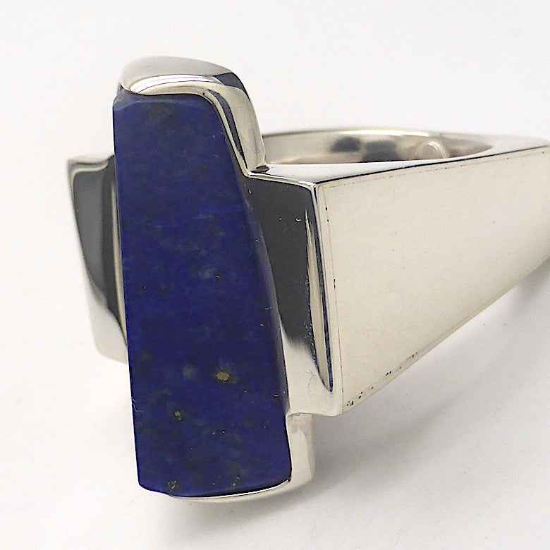 Lapis Lazuli Ring | Postmodern Unisex Design | Geometry as Art | 925 Sterling Silver | US Size 7, AUS N 1/2 | Genuine gems from Crystal Heart Melbourne Australia since 1986