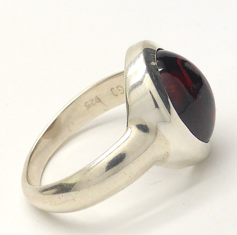 Garnet Ring | Red with slight dash of Orange | Cabochon Oval | 925 Sterling | US Size 7.25 | AUS size O | Centering and Energising | Spiritual Power | Genuine Gems from Crystal Heart Melbourne Australia since 1986