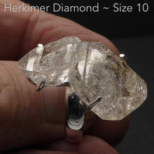 Load image into Gallery viewer, Ring Tibetan Herkimer Diamond | Claw set | 925 Sterling Silver | US Size 10 | AUS Size T1/2 | Genuine Gems from Crystal Heart Melbourne Australia since 1986