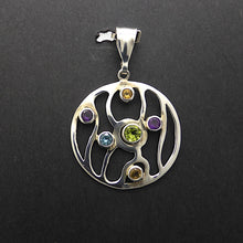 Load image into Gallery viewer, Organic Styled Disc Earrings and Pendant | Quality Faceted Round Gemstones | Peridot, Amethyst, Citrine, Blue Topaz |  925 Sterling Silver | Genuine Gems from Crystal Heart since 1986