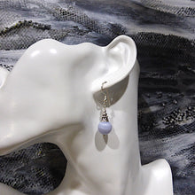 Load image into Gallery viewer, Blue Lace Agate Earrings | 925 Sterling Silver | 11 mm beads | Fair Trade | Throat Chakra Communication | Genuine Gems from Crystal Heart Melbourne Australia since 1986