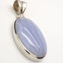 Load image into Gallery viewer, Blue Lace Agate Pendant | Oval Cabochon | 925 Sterling Silver | Besel Set | Hinged Bale | Delicate Sky blue | Throat Chakra | Unblock communication &amp; all forms of expression  | Genuine Gems from Crystal Heart Melbourne Australia since 1986