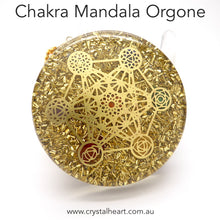 Load image into Gallery viewer, Orgone or Orgonite  Pendant | Chakra Mandala with 6 pointed Star | Contains 7 chakra stones | Energise, unblock, confidence, connection | Clear and balance all your energy | Genuine Gems from Crystal Heart Australia since 1986