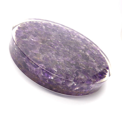 Orgonite and Amethyst Coaster with Flower of Life | Accumulate Orgone Energy | Perfect Purple Amethyst | Harmony and Purifying Energies | Meditation | Crystal Heart Melbourne Australia since 1986
