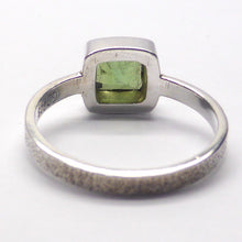 Load image into Gallery viewer, Green Tourmaline Ring | AKA Verdelite | Square Faceted Gem | 925 Sterling | Bezel Set | Distressed Band | US Size 6.5 | AUS Size M1/2 | This attractive and rare gemstone also Energises, Empowers, Unblocks and enables stamina for goals | Physical Heart and Joy | Genuine Gems from Crystal Heart Australia since 1986
