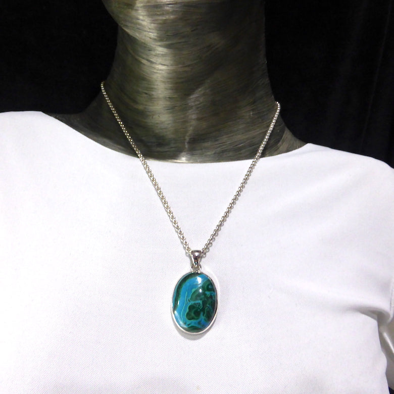 Chrysocolla in Malachite | Beautiful Scenic Piece | Blue Rivers flowing through green forests | 925 Sterling Silver | Communication | Connection | relaxed healing | Genuine Gems from Crystal Heart Melbourne  since 1986