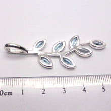 Load image into Gallery viewer, Nature Pendant  | 925 Sterling Silver | Seven Faceted Marquis Gemstones set as leaves on Silver Branch | Blue Topaz | Genuine Gems from Crystal Heart Melbourne Australia since 1986