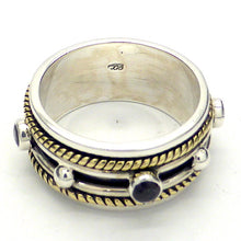 Load image into Gallery viewer, Spinner Ring with 4 Citrine faceted rounds set on a central band that spins  | 925 Sterling Silver with Gold Highlights | Genuine Gems from Crystal Heart Melbourne Australia since 1986