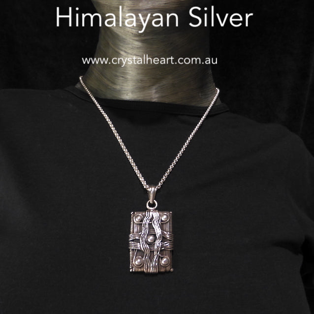 Himalayan Pendant | 925 Sterling Silver Wire Wrap | Diamond Shape | Heavy | Authentic traditional design and craftsmanship | Crystal Heart Melbourne Australia since 1986