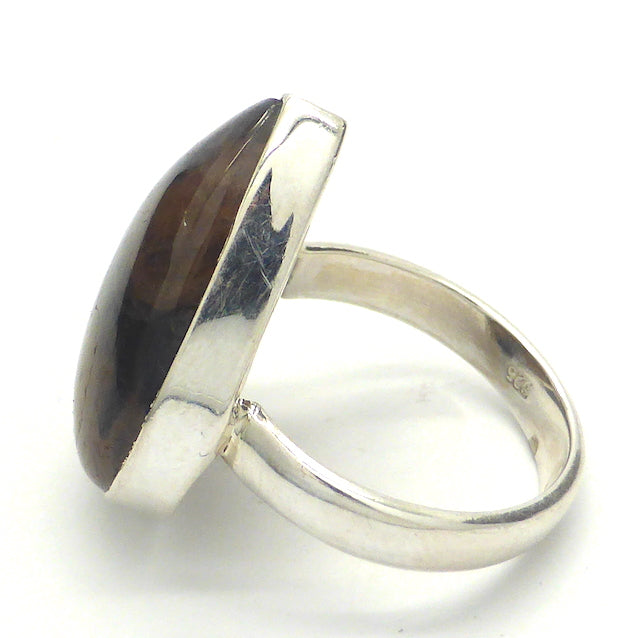Chiastolite Ring | Teardrop Cabochon | 925 Sterling Silver | US Size 7.5 | AUS Size O1/2 | Andalusite Variety | Protection for Travellers | Centred Strength | Genuine Gems from Crystal Heart Melbourne Australia since 1986