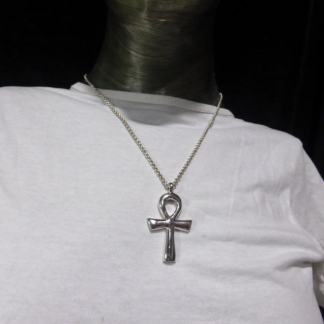Ankh Pendant | 925 Sterling Silver | Ancient Egyptian symbol of Life, Fertility, Eternity | Large Electroformed Sculpture | Positive Affirmations | Crystal Heart Melbourne Australia since 1986