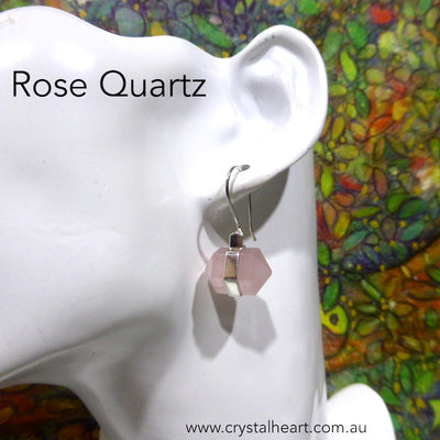 Rose Quartz Gemstone Earring | Double Pointed Crystal | 925 Sterling Silver |  Star Stone Taurus Libra  | Genuine Gemstones from Crystal Heart Melbourne since 1986
