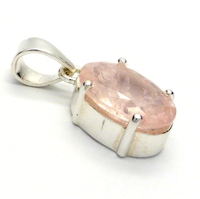 Morganite Gemstone Pendant | Small Faceted Oval | 925 Sterling Silver | Claw Set | Apricot Pink variety of Beryl | Divine Love | Libra Stone | Genuine gems from Crystal Heart Melbourne Australia since 1986