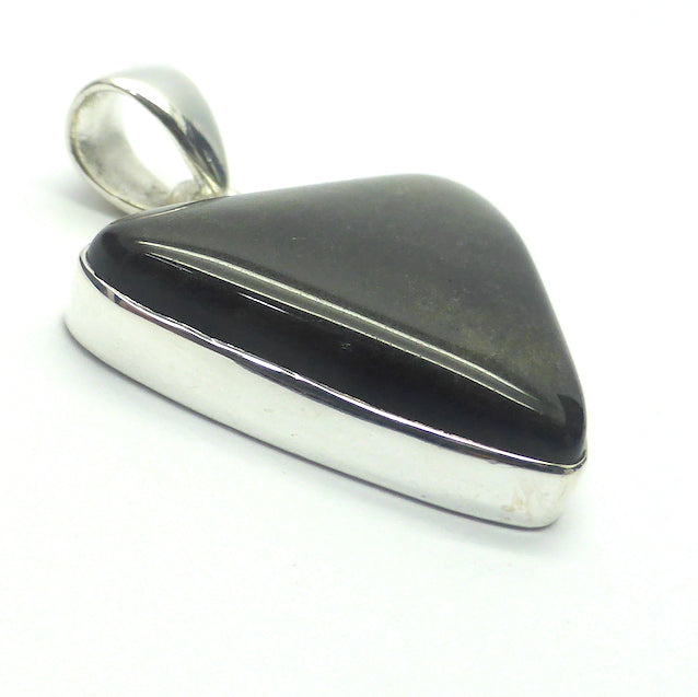  Golden Sheen Obsidian Pendant | Triangle Cabochon | 925 Sterling Silver | Harmony in Chaos | Spiritual revolution | Scrying Stone | Genuine Gems from Crystal Heart Melbourne Australia since 1986