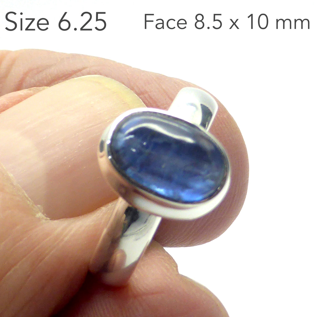 Blue Kyanite Rings |  Cabochons nice colour clarity | 925 Sterling Silver  | Bezel Set Open Back | Uplift and protect the Heart | Doesn't hold Negativity | Protects from electromagnetic radiation | US Size 6.25,7.25,7.75 | Taurus Libra Aries Gemstone | Genuine Gems from Crystal Heart Melbourne Australia since 1986