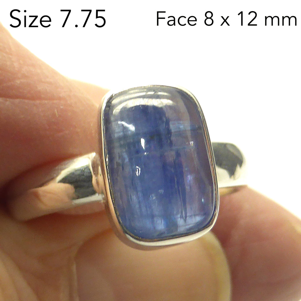 Blue Kyanite Rings |  Cabochons nice colour clarity | 925 Sterling Silver  | Bezel Set Open Back | Uplift and protect the Heart | Doesn't hold Negativity | Protects from electromagnetic radiation | US Size 6.25,7.25,7.75 | Taurus Libra Aries Gemstone | Genuine Gems from Crystal Heart Melbourne Australia since 1986