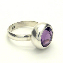 Load image into Gallery viewer, Brazilian Amethyst Ring | Faceted Round | AAA Grade | Beautiful deep violet flame purple | 925 Sterling silver | US size 7.65 | AUS N | Genuine Gems from Crystal Heart Melbourne Australia since 1986