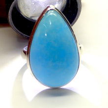 Load image into Gallery viewer, Smithsonite Ring | Teardrop Cabochon | Delicious Sky Blue | Classic Bezel set with open Back | US Size 6.5 | AUS or UK size M 1/2 | Calm Emotional Healing Balance | Pisces Virgo | Genuine Gems from Crystal Heart Melbourne Australia since 1986