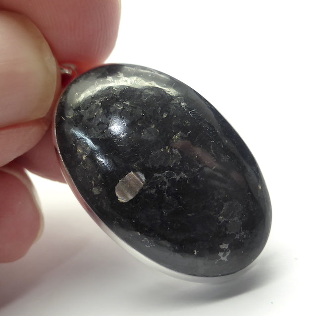 Nuummite Pendant | 925 Sterling Silver | Oval Cabochon | Black with Golden Flecks | Soul Retrieval | Clear emotional entanglements | Genuine Gemstones from Crystal Heart Melbourne Australia since 1986 | nuumite | nummite