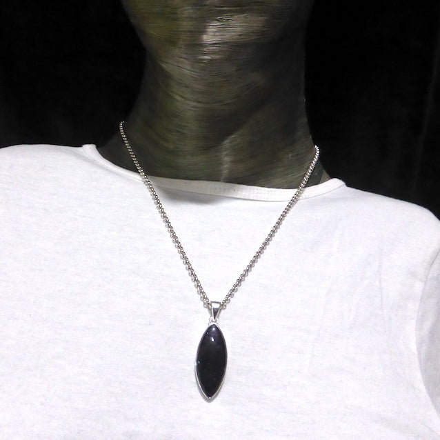 Nuummite Pendant | 925 Sterling Silver | Marquis Cabochon | Black with Golden Flecks | Soul Retrieval | Clear emotional entanglements | Genuine Gemstones from Crystal Heart Melbourne Australia since 1986 | nuumite | nummite