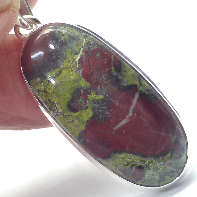 Dragon's Blood Cabochon Pendant | 925 Sterling Silver Setting | Open Back | Creativity Focus | Manifestation | Self Reflection before Action | Genuine Gems from Crystal Heart Melbourne Australia since 1986