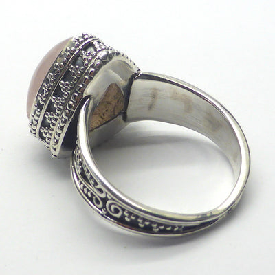 Rose Quartz Cabochon Gemstone Ring | Antique style oxidised silver | 925 Sterling Silver | US Size 10 | AUS Size T1/2 | Star Stone Taurus Libra  | Genuine Gemstones from Crystal Heart Melbourne since 1986
