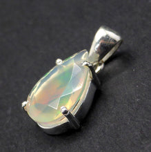 Load image into Gallery viewer, Ethiopian Solid Opal Pendant | Small Faceted Teardrop Cabochon | Green &amp; Red Flash | 925 Silver | Claw Set | Open Back | Genuine Gems from Crystal Heart Australia since 1986