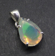 Load image into Gallery viewer, Ethiopian Solid Opal Pendant | Small Faceted Oval Cabochon | Green &amp; Red Flash | 925 Silver | Claw Set | Open Back | Genuine Gems from Crystal Heart Australia since 1986