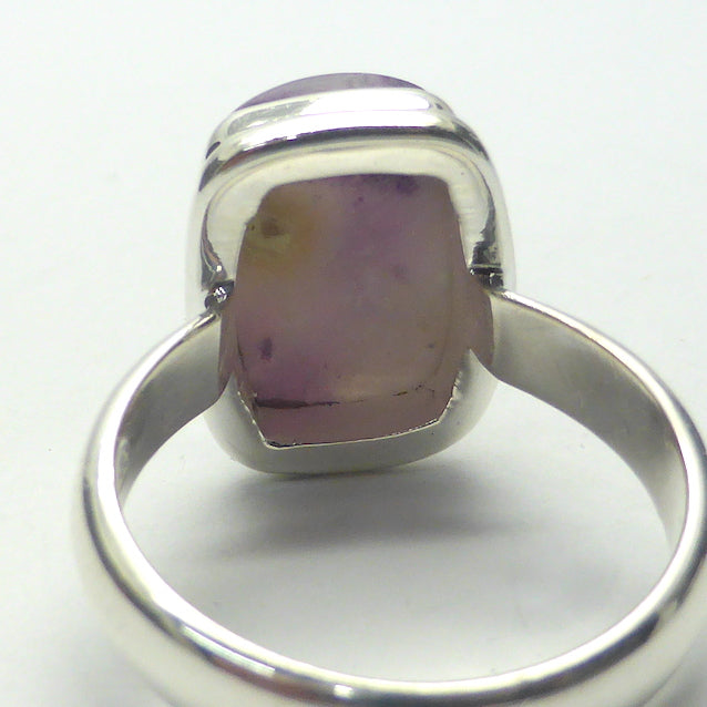 Violet Flame Opal Ring | Translucent Oblong Cabochon | Mexico | 925 Sterling Silver | US Ring Size 7 | AUS Size N1/2 | Bezel Set | Open Back | White Opal with Violet Surge | Spiritual Vision | Rest and Recharge | Patience in Action | Genuine Gems from Crystal Heart Melbourne Australia since 1986