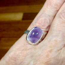 Load image into Gallery viewer, Violet Flame Opal Ring | Translucent Oblong Cabochon | Mexico | 925 Sterling Silver | US Ring Size 7 | AUS Size N1/2 | Bezel Set | Open Back | White Opal with Violet Surge | Spiritual Vision | Rest and Recharge | Patience in Action | Genuine Gems from Crystal Heart Melbourne Australia since 1986
