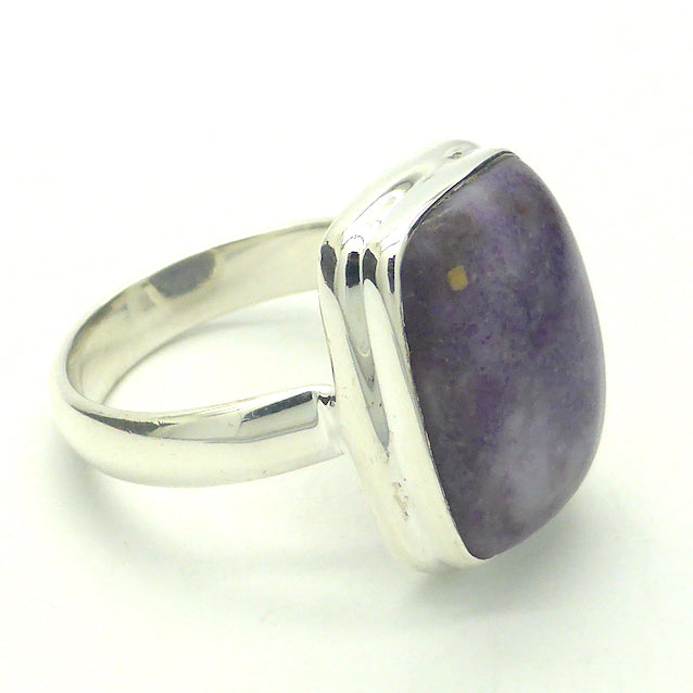 Violet Flame Opal Ring | Oblong Cabochon | Mexico | 925 Sterling Silver | US Ring Size 7.5 | AUS Size O1/2 | Bezel Set | Open Back | White Opal with Violet Surge | Spiritual Vision | Rest and Recharge | Patience in Action | Genuine Gems from Crystal Heart Melbourne Australia since 1986