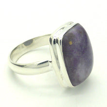 Load image into Gallery viewer, Violet Flame Opal Ring | Oblong Cabochon | Mexico | 925 Sterling Silver | US Ring Size 7.5 | AUS Size O1/2 | Bezel Set | Open Back | White Opal with Violet Surge | Spiritual Vision | Rest and Recharge | Patience in Action | Genuine Gems from Crystal Heart Melbourne Australia since 1986