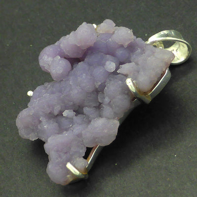 Purple Grape Chalcedony Pendant | Claw set | Open Back | 925 Sterling Silver | Beautiful formation of Purple Botryoidal Chalcedony from Indonesia | Magical formation to inspire the imagination | Combines Amethyst and Chalcedony | Genuine Gems from  Crystal Heart Melbourne Australia since 1986.
