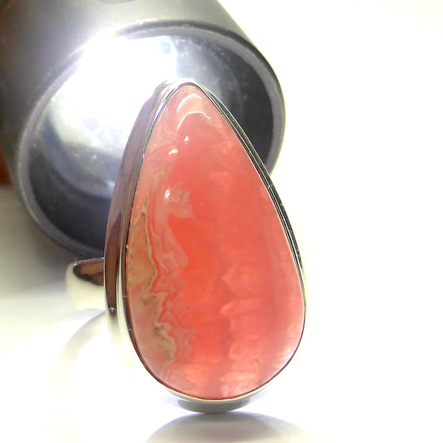 Rhodochrosite Ring | Deep Colour & Translucence | Oval Cab | Besel Set with open back | 925 Sterling Silver | US size 6 | AUS Suze L1/2 | Passionate Heart | Loving Dream realisation | Genuine Gems from Crystal Heart Australia since 1986
