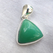 Load image into Gallery viewer, Chrysoprase Pendant | Triangle Cabochon | 925 Sterling Silver | Perfect Apple Green Good Translucency | AKA Australian Jade | Empowering healer | Genuine Gemstones from Crystal Heart Melbourne Australia since 1986