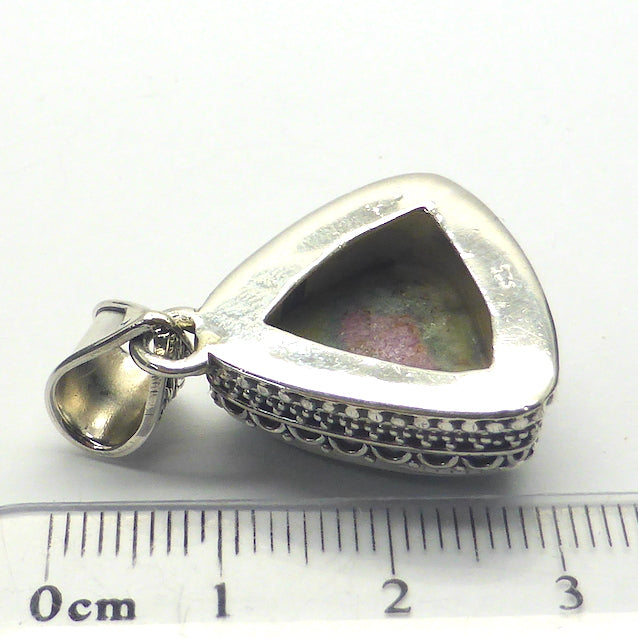 Ruby Fuschite Cabochon Pendant | Bezel set with open back | 925 Sterling Silver | Heart Healing and Activation | Genuine Gems from Crystal Heart Melbourne Australia since 1986