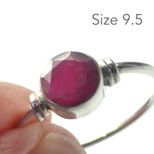 Load image into Gallery viewer, Ruby Round Faceted Ring | 925 Sterling Silver | Dainty ring nicely worked silver | AUD 49.95 | Matrix Ruby, not gem quality but some translucence | Genuine Gems from Crystal Heart Melbourne Australia since 1986