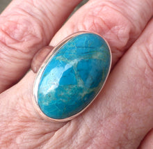 Load image into Gallery viewer, Chrysocolla Ring | Oval Cabochon | 925 Sterling Silver | Simple style, Superior Silver work | US Size 7.5  | AUS Size O1/2 | Gaia Healing | Genuine Gems from Crystal Heart Melbourne Australia since 1986
