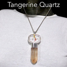 Load image into Gallery viewer, Massive Tangerine Quartz Twin Soulmate Point Pendant | 925 Sterling Silver  | Inner Integration and Higher connection | Genuine Gems from Crystal Heart Melbourne Australia since 1986