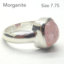 Load image into Gallery viewer, Morganite Ring Square Cabochon | Pink Beryl | Good Color &amp;Translucency | 925 Sterling Silver | Besel Set | Comfy Curved Bezel | US Size 7.75 |AUS Size P | Divine Love | Libra Stone | Genuine Gems from Crystal Heart Melbourne Australia since 1986