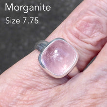 Load image into Gallery viewer, Morganite Ring Square Cabochon | Pink Beryl | Good Color &amp;Translucency | 925 Sterling Silver | Besel Set | Comfy Curved Bezel | US Size 7.75 |AUS Size P | Divine Love | Libra Stone | Genuine Gems from Crystal Heart Melbourne Australia since 1986