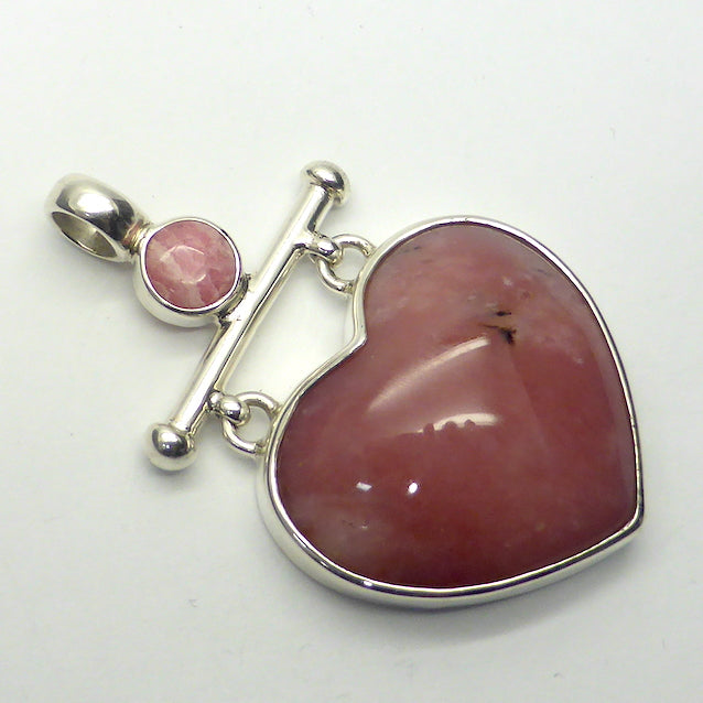 Pink Opalina Heart Pendant | Rhodochrosite Accent | Awaken and Refince compassionate Love |  Unique Steampunk Goddess Design | 925 Sterling Silver |  Quality Silver Work | Custom made  Bail | Genuine Gems from Crystal Heart Melbourne Australia since 1986