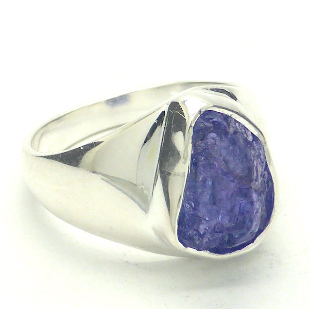 Tanzanite Ring | Rough Nugget | Beautiful blue violet | 925 Sterling Silver | Bezel set in a signet style with substantial silver | US Size 7 | AUS Size N1/2 | reach your Highest Spiritual potential | Genuine Gems from Crystal Heart Melbourne since 1986