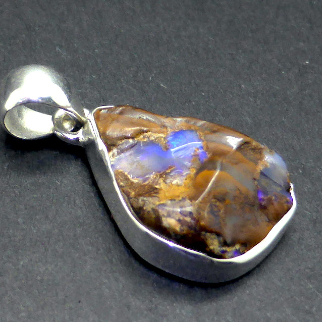 Boulder Opal Pendant | 925 Silver | Australian Stone | Blue and Purple Flash | Heart Centred Spirit | Genuine Gems from Crystal Heart Melbourne since 1986