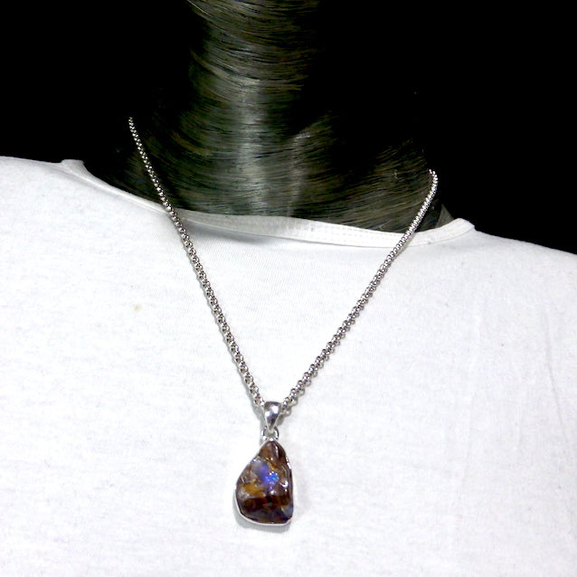 Boulder Opal Pendant | 925 Silver | Australian Stone | Blue and Purple Flash | Heart Centred Spirit | Genuine Gems from Crystal Heart Melbourne since 1986
