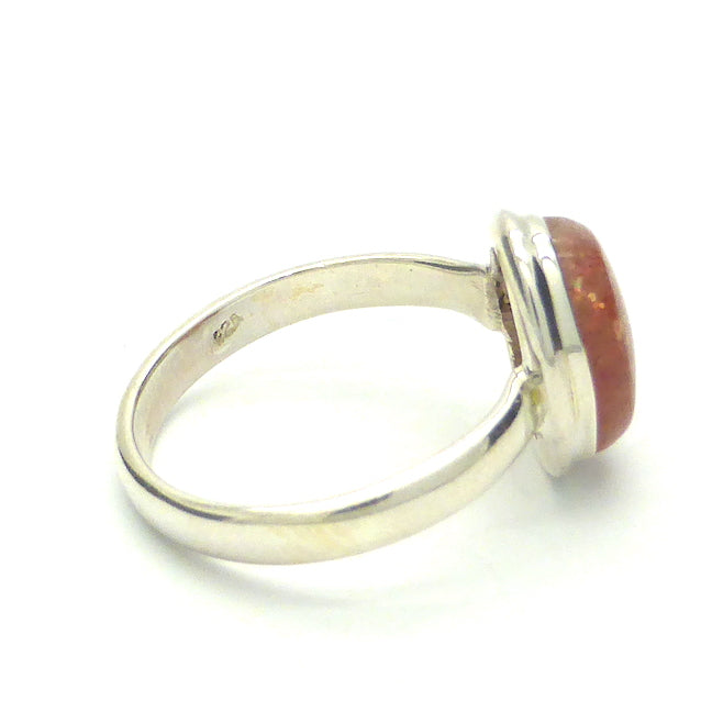 Natural Sunstone Ring | Sparkling Cabochon | 925 Sterling Silver  | Classic Bezel Setting | Open Back | US Size 7, 7 or 9 | Positive Uplifting emotions  | Leo Libra Star Stone | Genuine Gems from Crystal Heart Melbourne Australia since 1986