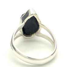 Load image into Gallery viewer, Black Tourmaline Ring | Natural uncut raw nugget | Bezel set | Open Back | Comfortable Split Band | 925 Sterling Silver | AUS Size P | US Size 7.75 | Star Stone Virgo Gemini Libra Taurus | Genuine Gems from Crystal Heart Melbourne Australia since 1986