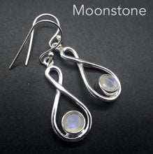 Load image into Gallery viewer, Rainbow Moonstone Gemstone Earrings | Faceted Rounds | 925 Sterling Silver | Infinity Loop | Genuine Gems from Crystal Heart Melbourne Australia since 1986